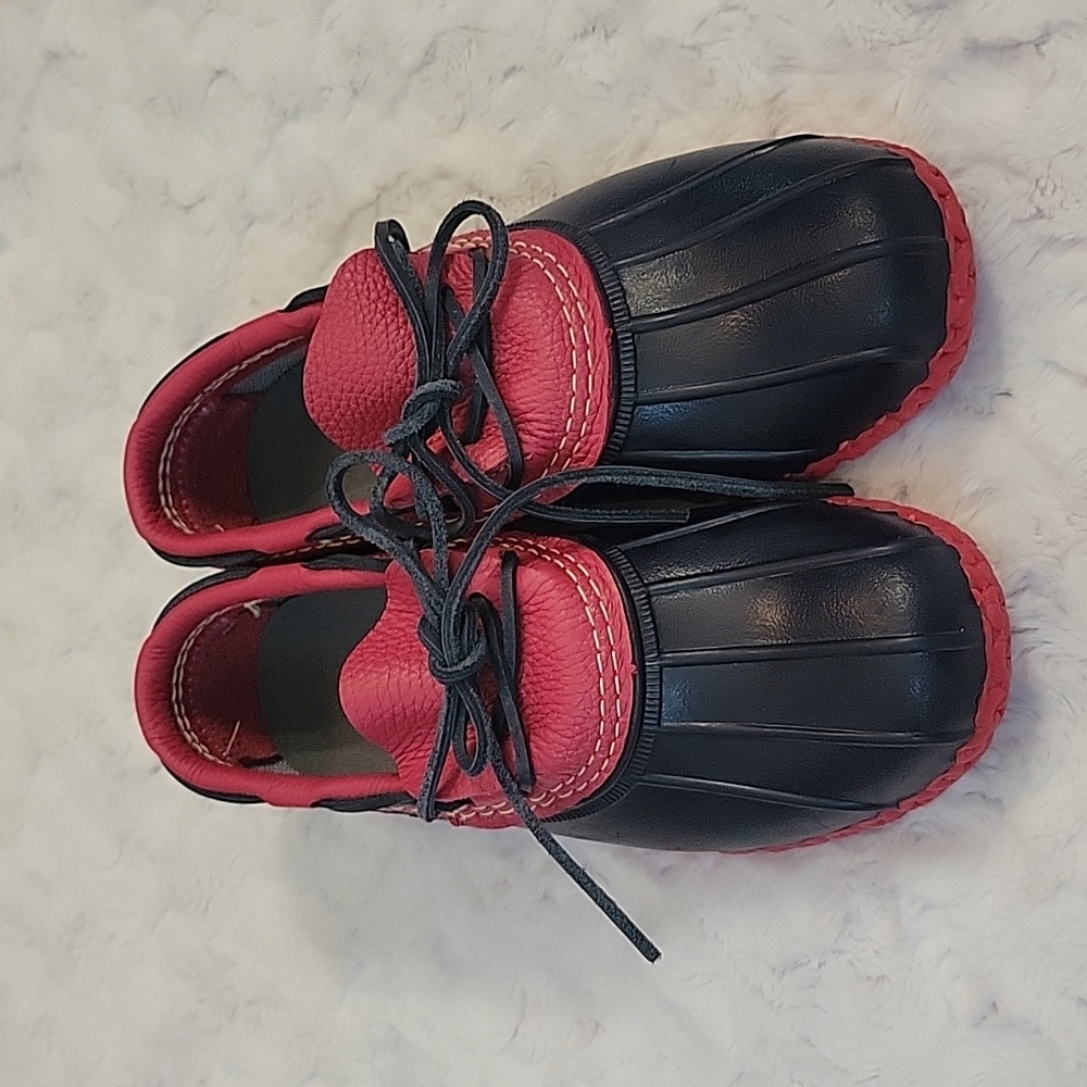 L.L. Bean Red/Navy Blue Duck Boots, Women's Size 8, Excellent Condition!